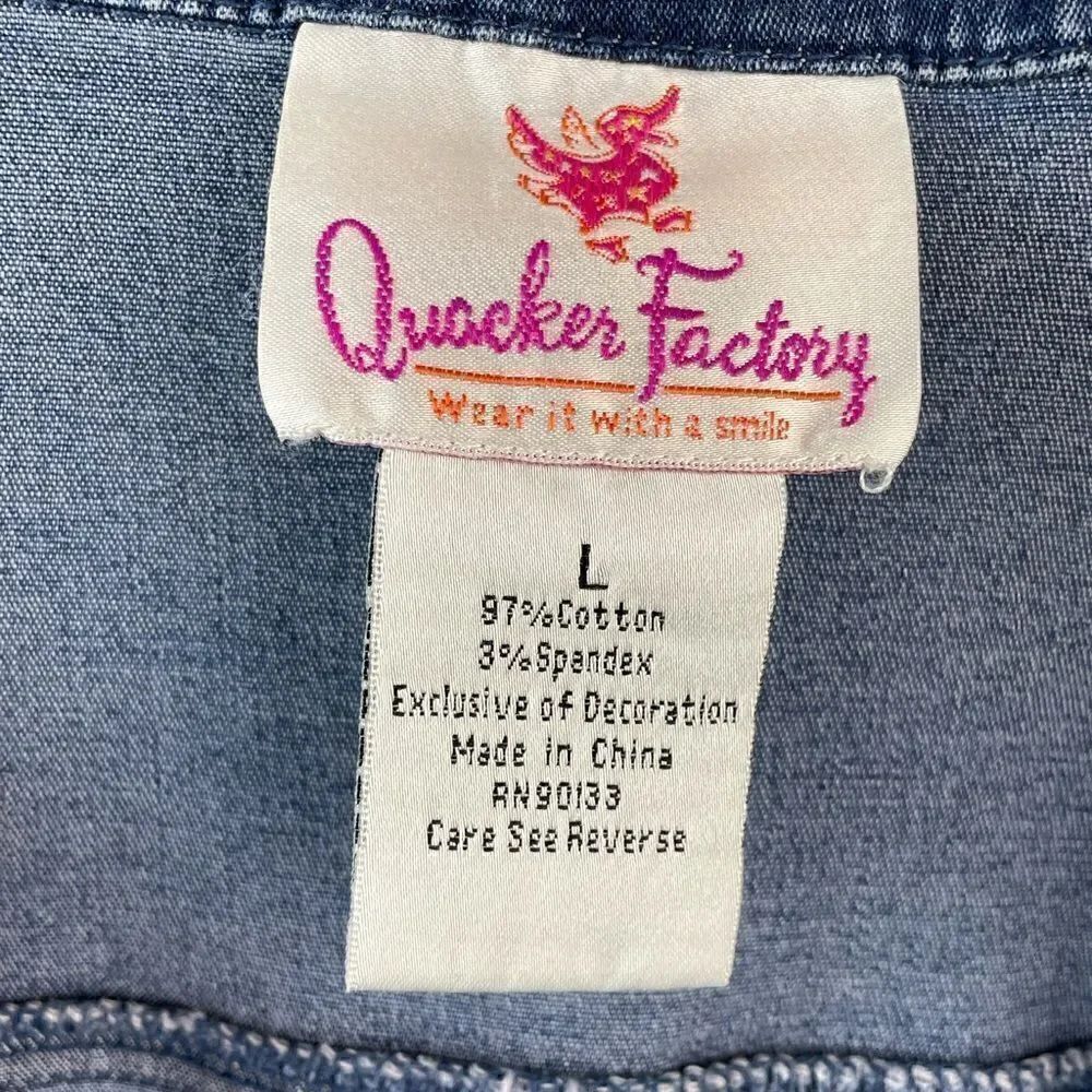 EUC Quacker Factory Womens Forth of July Gem Denim Jean Jacket Size L - Picture 6 of 6